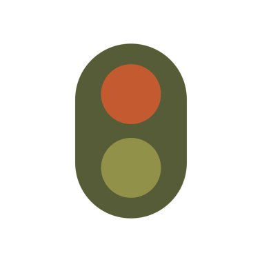 Koyu Yeşil Arkaplanda İki Dairesel Işıklı Minimalist Trafik Sinyali İllüstrasyonu
