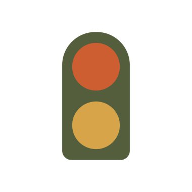 Şehir Yol İşaretleri İçin Kırmızı ve Kehribar Işıklı Basit Trafik Sinyali Sembolü