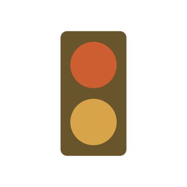 Yol Güvenliği Tasarım Konsepti Minimalist Kırmızı ve Amber Trafik Işığı Sembolü