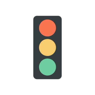 Modern Trafik Işığı Grafiği Temiz Çizgiler ve Kalın Renk Karşıtlığı ile Düz Biçimli Üç Sinyal Gösteriyor