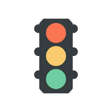 Web Kullanımı için Stil Geometrik Çerçevede Klasik Durma ve Gitme Renklerini Gösteren Ayrı Trafik Işığı Sembolü