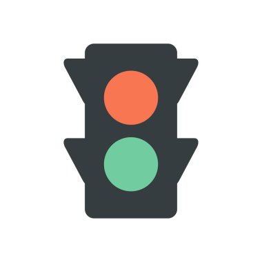 Kırmızı-Yeşil Işıklı ve Yürekli Modern Yol Sinyal Vektörü