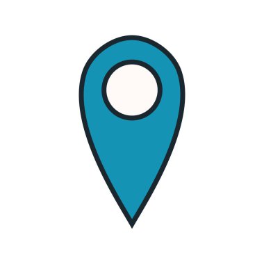 Kalın kenarlıklı ve navigasyon UI için ortalanmış noktalı minimalist mavi konum belirleyici simgesi