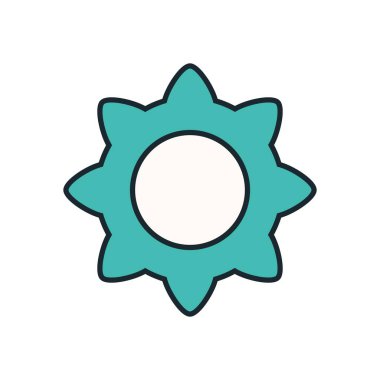 Düz İllüstrasyon Biçiminde Keskin Kenarlı Gear Simgesi Yazılım veya Uygulamalarda Yapılandırma Araçlarını Temsil Ediyor