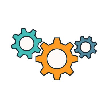 Verimliliği, Teknik Gelişmeyi ve Koordineli Sistemde Mekanik Bütünleşmeyi sembolize eden Üçlü Vector Image of Triple Gear Mechanism