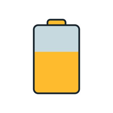 Vektör pil simgesi orta şarjı gösterir, elektronik gösterge paneli, uygulamalar ve verimlilik araçları için ideal