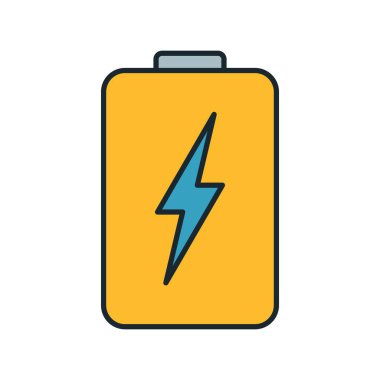 Yıldırım işareti ve minimalist modern tasarımı olan güç hücresi çizimi