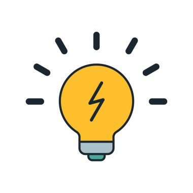 Cesur taslak ve minimalist ışıltılı efektli parlak fikir simgesi