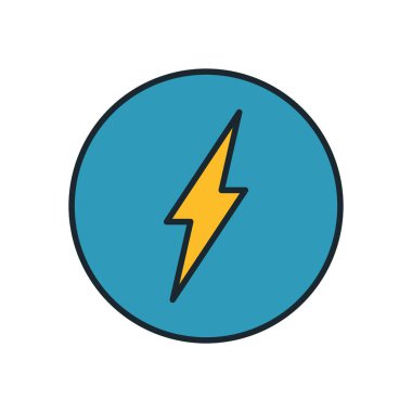 Elektrik, Enerji Verimliliği ve Güç Teknolojisi Tasarımı için Sarı Yıldırım Simgesi Düz Biçim
