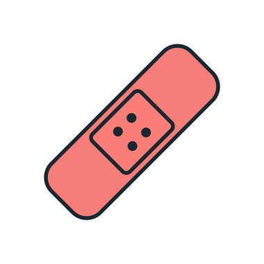 Sağlık ve acil durum temaları için çizilmiş şekli ve kırmızı rengi olan minimal vektör yardım simgesi