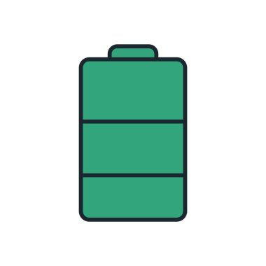 Yenilenebilir Güç, Şarj Durumu ve Elektronik Gadget Arayüzü İçin Tam Enerji Batarya Simgesi Vektörü