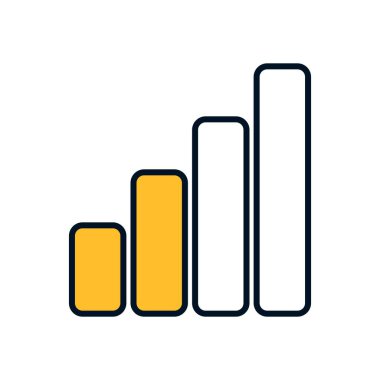 İki etkin turuncu sinyal çubuğu ve iki pasif ana hatlı çubuğu olan basit ağ göstergesi