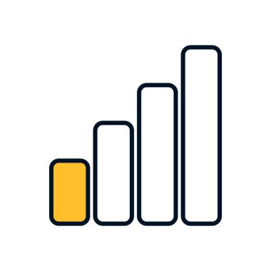 Tek aktif sarı çubuklu düz mobil ağ sembolü ve üç ana hatlı boş çubuk