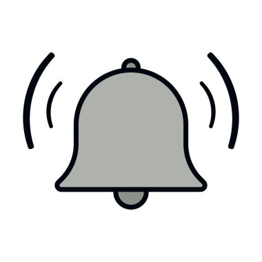 Gri renkli uyarı çanı sembolü hareket efektiyle çalınıyor, izole Clipart