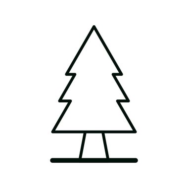 Simetrik katmanlı dalları ve ince gövdesi olan köknar ağacının siyah ana hatları