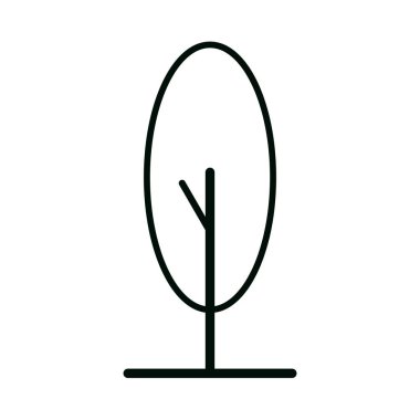 Dikey oval yaprak ve geometrik çizgi sanat tarzına sahip modern soyut ağaç sembolü