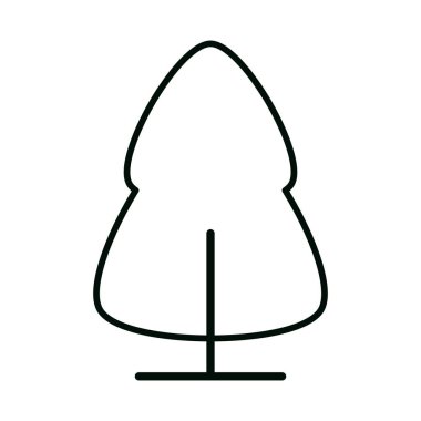 Modern Düz Biçimli Sivri Üstlü ve Dengeli Alt Eğrilerle Şekillendirilmiş Stil İçinde İnce Evergreen Ağaç Simgesi