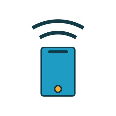 Yukarıda kablosuz bağlantı sinyaline sahip akıllı telefon simgesi, iletişim için basit tasarım veya internet teması