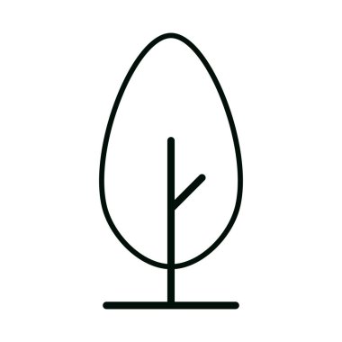 Düz monokrom botanik ikonu. Temiz geometrik çizgilerle biçimlendirilmiş ağaç.