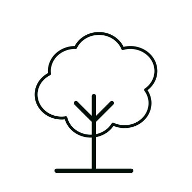 Düz ağaç simgesi siyah vuruş stili, istiridye kaplama ve asgari gövde tasarımlı.