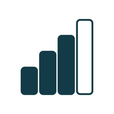 Yükselen koyu çubuklu hücresel sinyal sembolü ve en üstte doldurulmamış bir çubuk