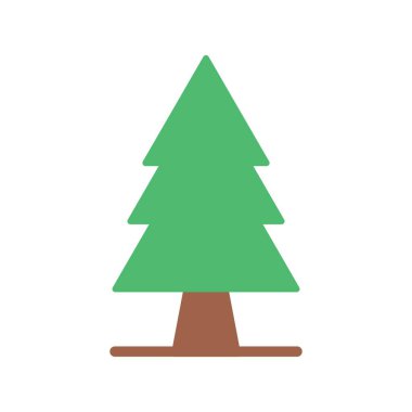 Asgari Yılbaşı Ağacı Tasarımı Yeşil Üçgenler ve Beyaz Arkaplanda Orta Kahverengi Kök