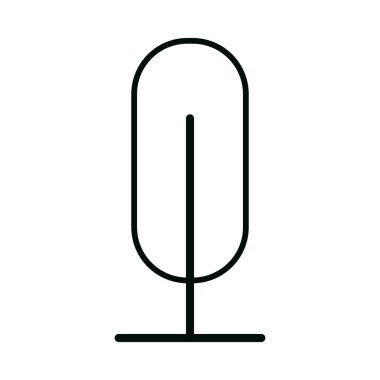 Kapsül şeklinde tepe örtüsü ve ince tabanlı stilize edilmiş dikey ağacın minimum siyah çizimi