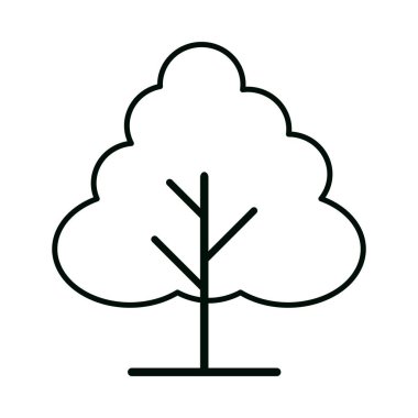 Beyaz zemin üzerinde kabarık üstlü ve soyut organik şekilli stilize siyah kontur ağacı