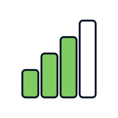 Mobil aygıt üzerinde orta bağlantıyı temsil eden üç dolu çubuklu ağ sinyal göstergesi