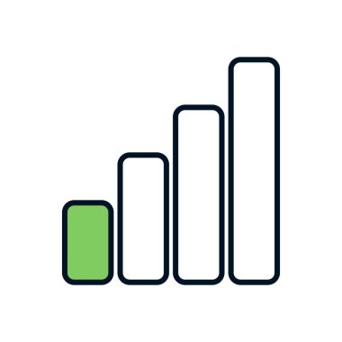 bir çubuk şekilli ve basit yeşil renk dolgusu olan ağ sinyalinin modern düz simgesi