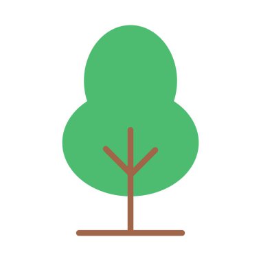 Doğa temalı soyut ağaç sembolü yuvarlak yeşil yapraklar ve çevre konsepti tasarımları için temiz düz stil