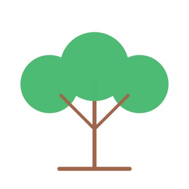 Temiz düz stili ve pürüzsüz şekilleri olan modern çevre dostu ağaç simgesi doğa temaları için mükemmel