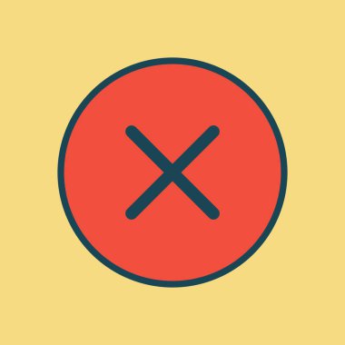 Yumuşak Sarı Tuval Merkezli Minimalist Kırmızı Çember Yanlış Girdiyi ya da Durdurma Komutunu Gösteriyor