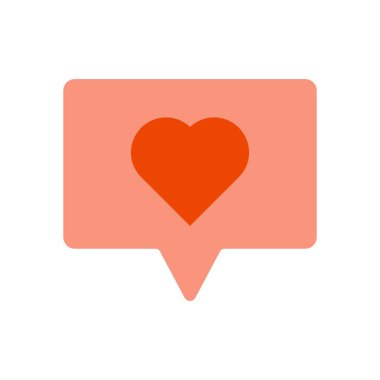 Randevu uygulamaları veya sosyal medya uyarıları için diyalog balonunda kalp sembolünün basit düz vektörü