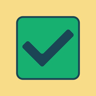 Temiz Yeşil Yuvarlak Kutunun İçinde Koyu Mavi İşaretli İşaret Veren Biçimli UI Elemanı Dijital Arayüzlerde Onaylama veya Onaylama Başarı