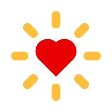 Asgari Kırmızı Kalp Çevrelenmiş Sarı Işınlar Tutku, Enerji veya Duygusal Parlaklığı Göstermektedir