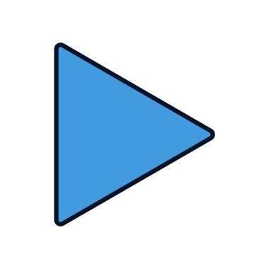 Ortam Arayüzlerinde Başlama veya Devam Etkisini gösteren Parlak Mavi Renkli Basit Sağ Yüzlü Üçgen ŞekliName