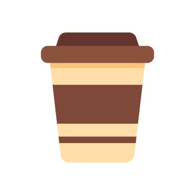 Kahve ya da içecek tasarımı için koyu kapaklı ve ılık renk paletli Retro tarzı kahve kağıdı simgesi