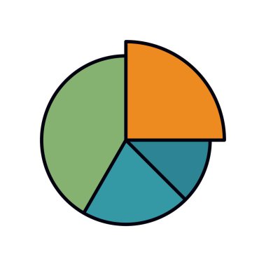 Modern palette ayrık turta dilimleri olan minimalist dairesel grafik, beyaz arkaplanda izole edilmiş.
