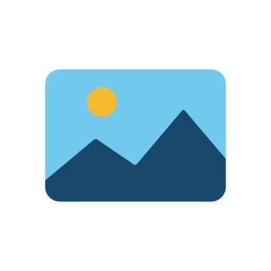 Görüntü dağları ile basit doğa illüstrasyon simgesi ve fotoğraf veya ortam kullanımı için açık gökyüzü