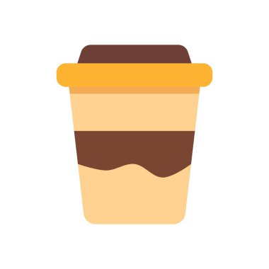 Kullanıcı arayüzü ve uygulama tasarımı için sanatsal orta dalga içeren kremalı latte renklerinde modern vektör kahve kabı