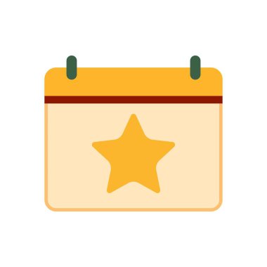 Favori tarihleri, kilometre taşlarını veya önemli olayları işaretlemek için merkezinde altın yıldız bulunan vektör takvimi