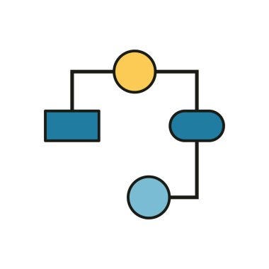 Temiz modern çizgi sanat tarzında sarı ve mavi düğümlü çalışma akışını gösteren en küçük tablo