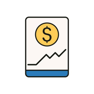Sarı Dolar Simgesi ve Aygıttaki Kâr Artırma Çizelgesini Özelleştiren Mali Analiz Resimleri