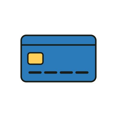 Finans veya ödeme konsepti tasarımı için modern bankamatik veya kredi kartı sembolü mavi ve sarı