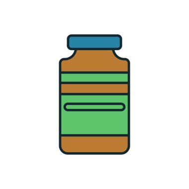 Modern daire tasarımında tıbbi ya da eczane kullanımı için renkli ilaç şişesi ya da destek kavanozu