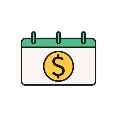 Dolar Sembolü ve Yeşil Aksanlı Modern Taslak Finansal Planlayıcı veya Fatura Takvimi