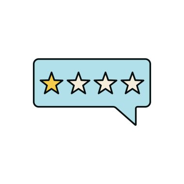 Yetersiz servis illüstrasyonu için her beş yıldızdan birini gösteren minimal düz stil baloncuğu