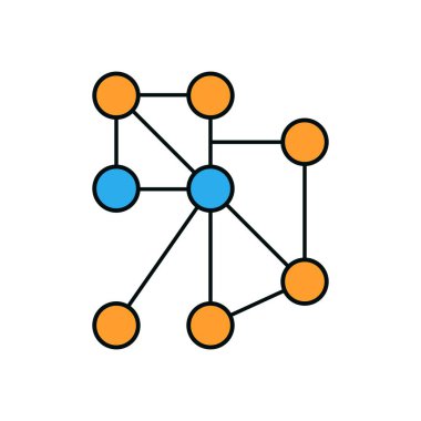 Modern Satır Sanatı Diyagramı Dağıtılmış Hesaplama Sistemi ile Bağlı Düğümleri Temiz Biçimli Temsil Etme
