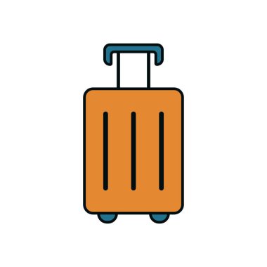 Turizm ve Bayram Temaları İçin Mavi Saplı ve Tekerlekli Seyahat Bavulu Resimleri